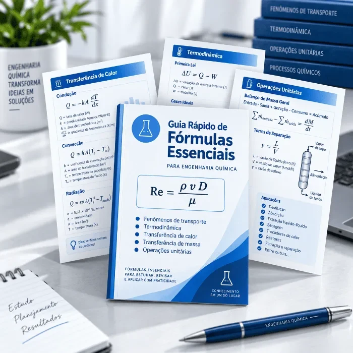 Guia Rápido de Fórmulas Essenciais de Engenharia Química